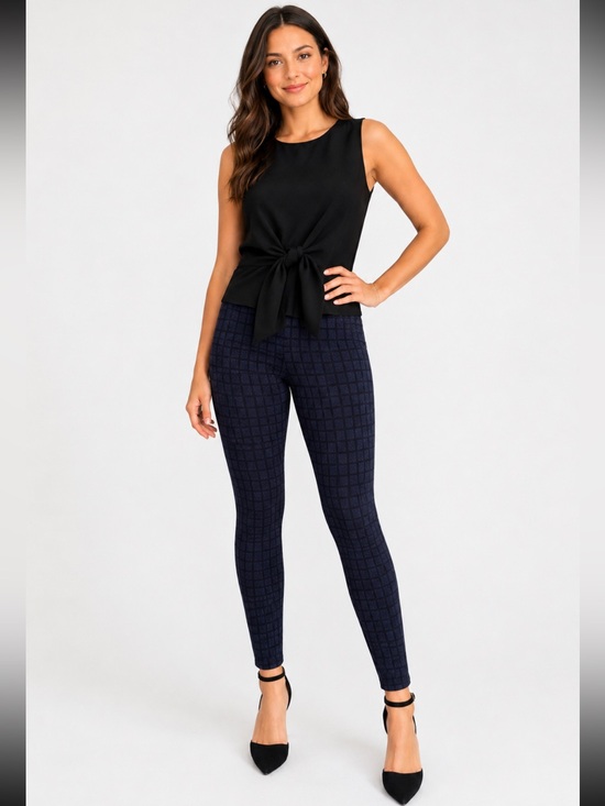 SPANX Pants - Spanx Lapis Night Check Jean-ish Leggings Size Medium